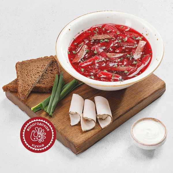 Борщ Купеческий с вологодской сметаной