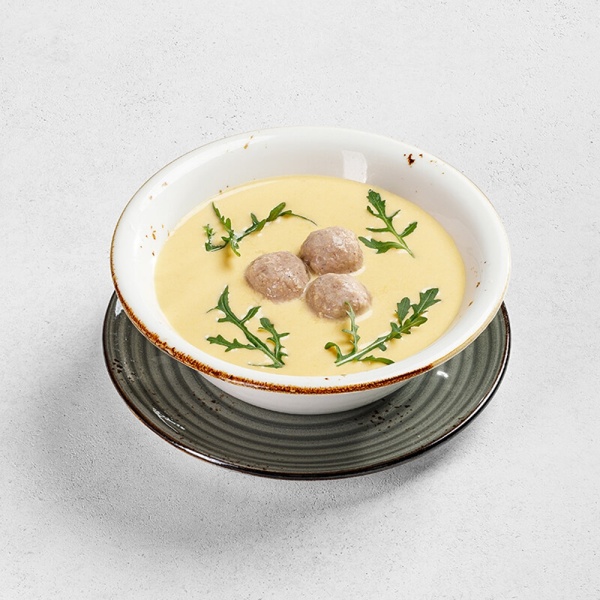 Сырный крем-суп с растительными фрикадельками