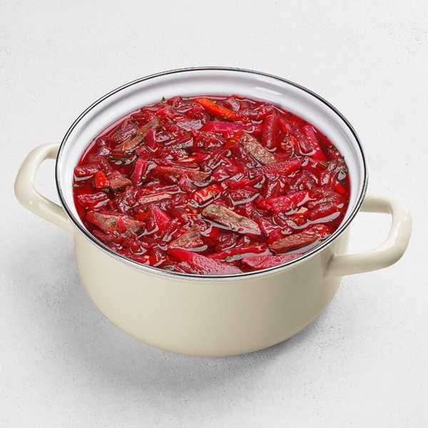 Борщ с говядиной и сметаной