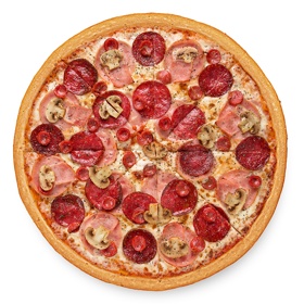 Пицца С копченостями большая - бесплатная доставка домой и в офис
