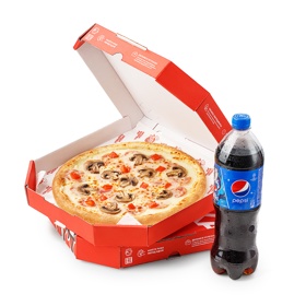 Комбо Две пышные пиццы + напиток с бесплатной доставкой